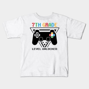 7th Grade Level Unlocked First Day of School Video Gamer Kids T-Shirt